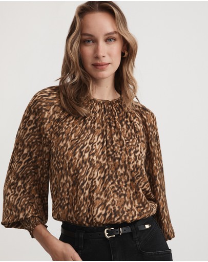 Witchery Kitty Print Relaxed Blouse