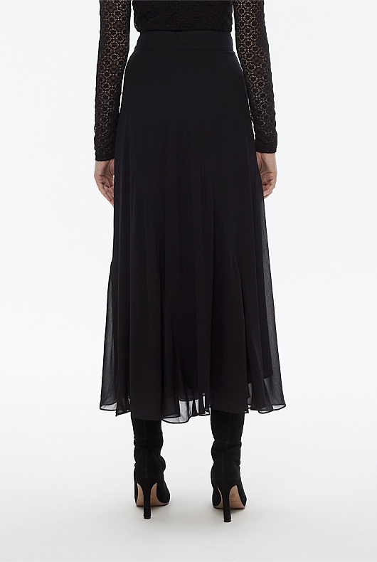 Seam Detail Maxi Skirt - Black