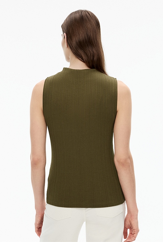 Rib Mock Neck Tank - Jungle