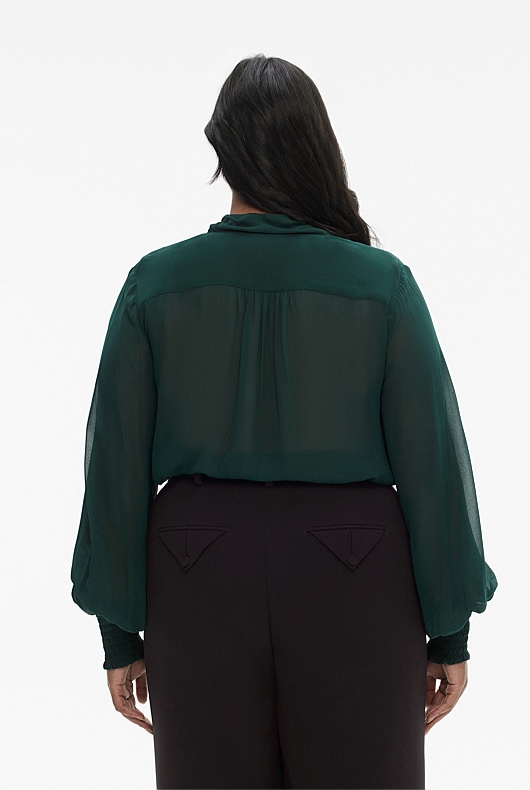 Twist Front Blouse - Petrol Green