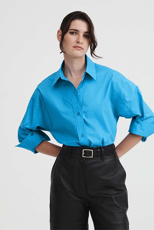 Modern Cotton Shirt - Bright Blue