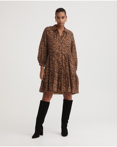 Witchery Kitty Print Mini Shirt Dress