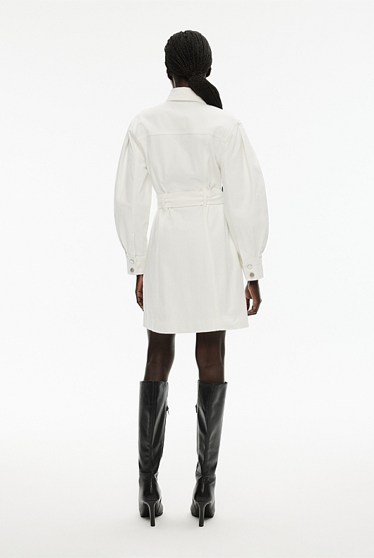 Denim Seam Detail Dress - Parchment