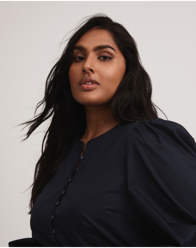 Witchery Cotton Self Stripe Trim Dress