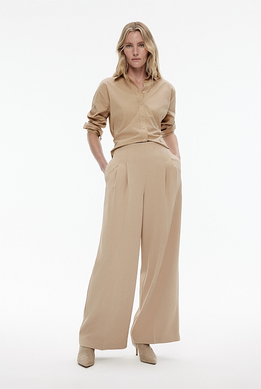 Cotton Cropped Shirt - Washed Sand