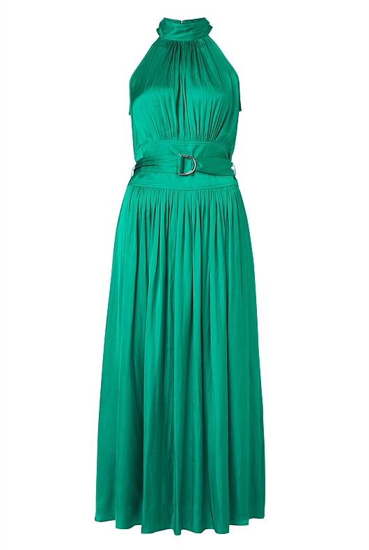 Belted Midi Dress - Aqua Green