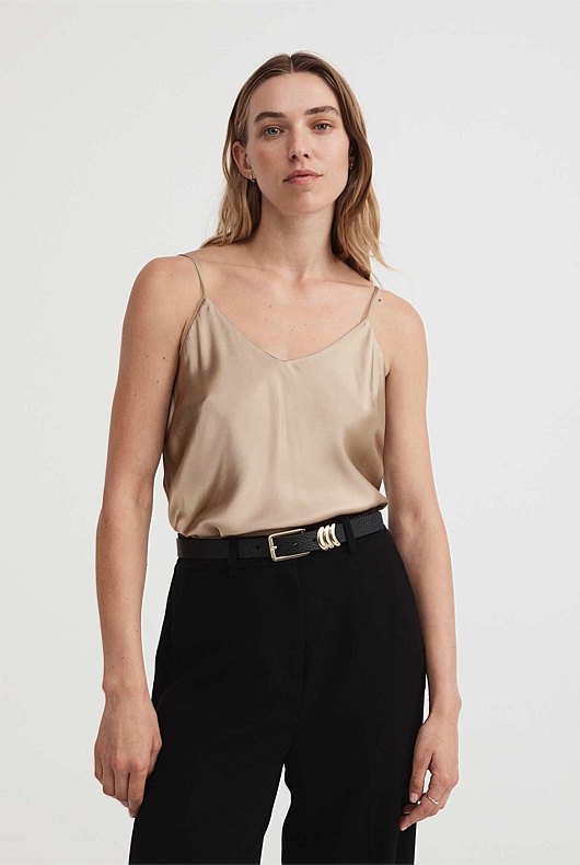 Silk Satin Camisole - Pebble
