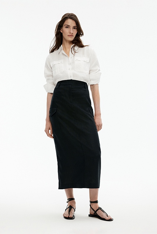 French Linen Pocket Detail Shirt - Chalk