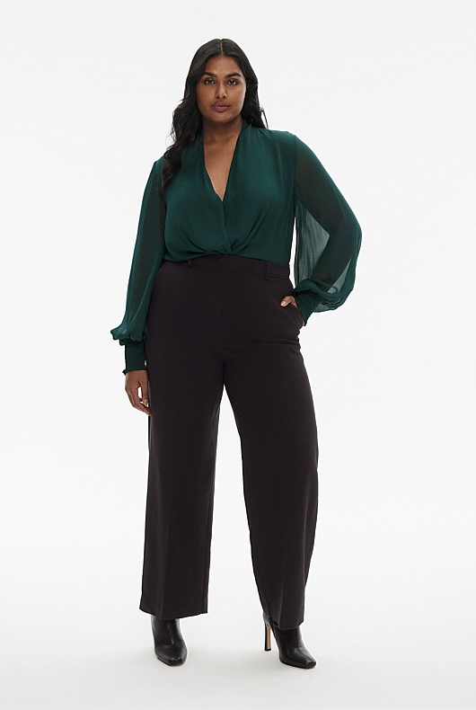 Twist Front Blouse - Petrol Green