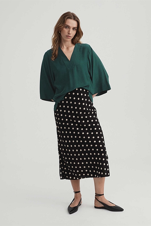 Kaftan V Neck Blouse - Aquamarine