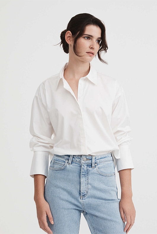 Cotton Cropped Shirt - Pure White