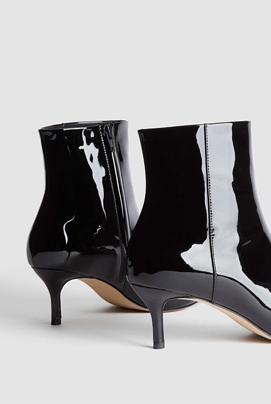 Patent 65mm Heel Boot - Black