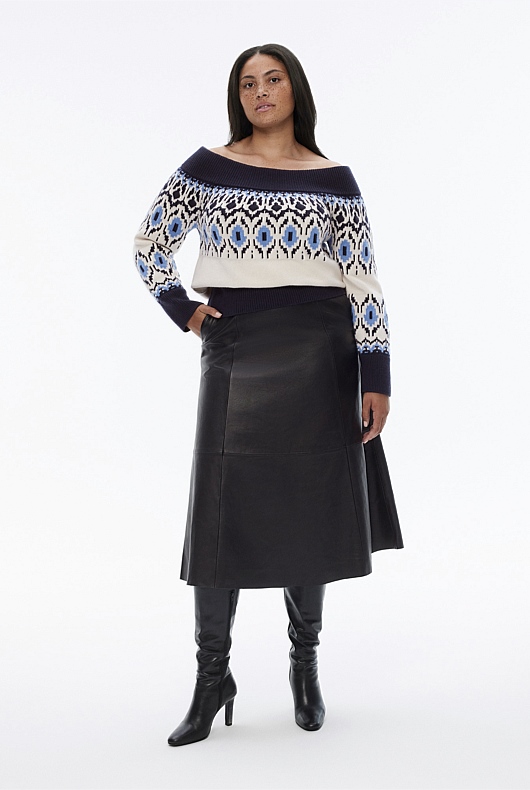 Off Shoulder Fair Isle Knit - Cream