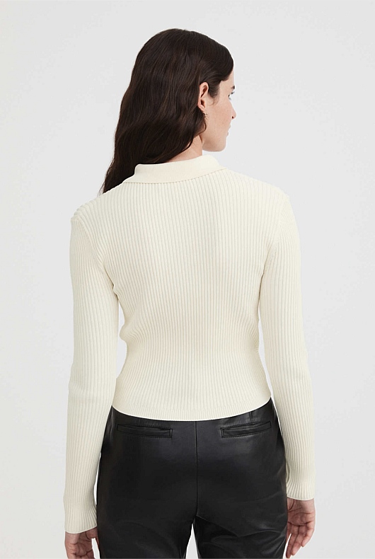 Crepe Button Through Crop - Cream