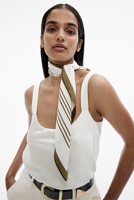 Silk Satin Scoop Camisole - Chalk