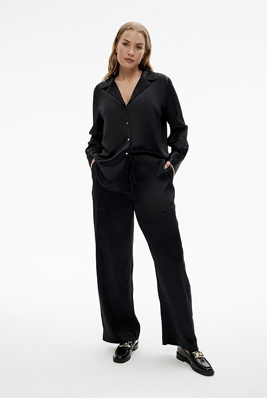 Acetate Button Detail Shirt - Black