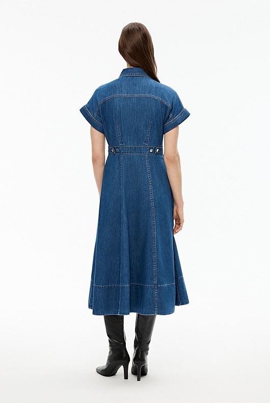Denim Dolman Midi Dress - Indigo
