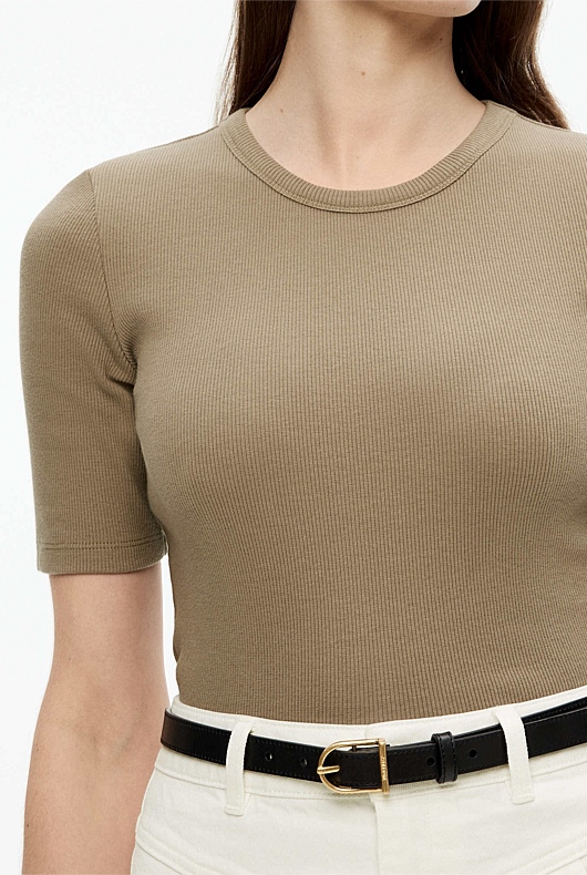 Crew Rib Tee - Washed Green