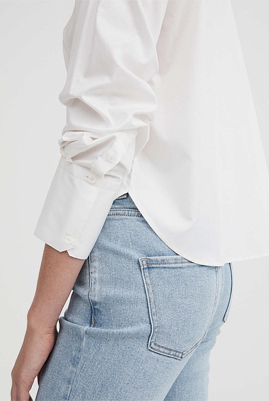Cotton Cropped Shirt - Pure White