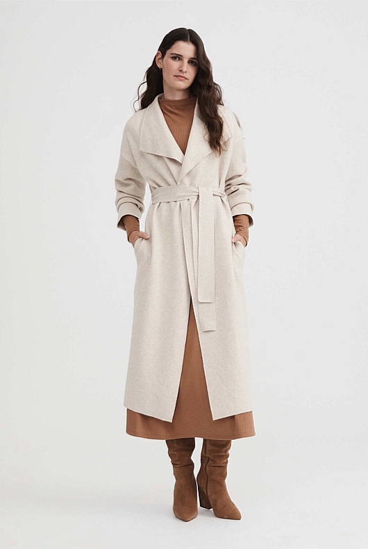 Double Faced Knit Coat - Oatmeal Marle