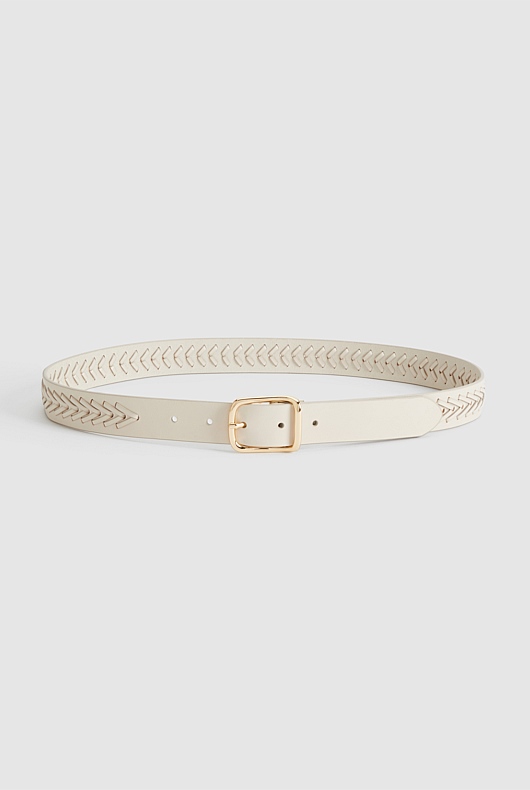 Whipstitch Leather Belt - Raw Oat