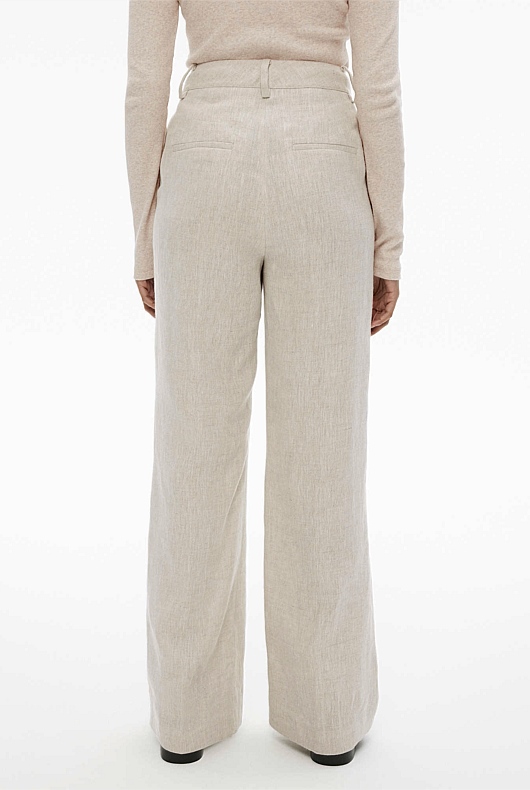 Yarn Dye Linen Trouser - Flax