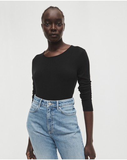 Witchery Rib Long Sleeve Crew Neck