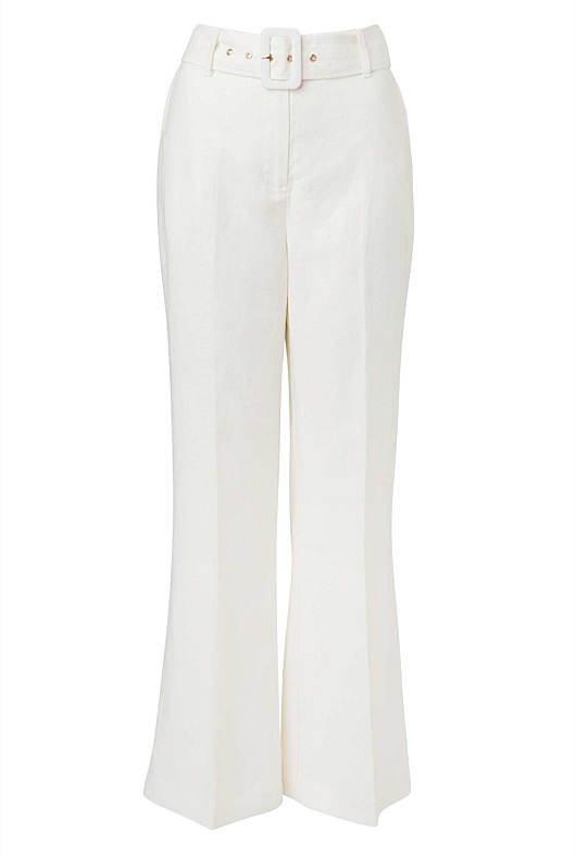 Linen Belted Trouser - Chalk