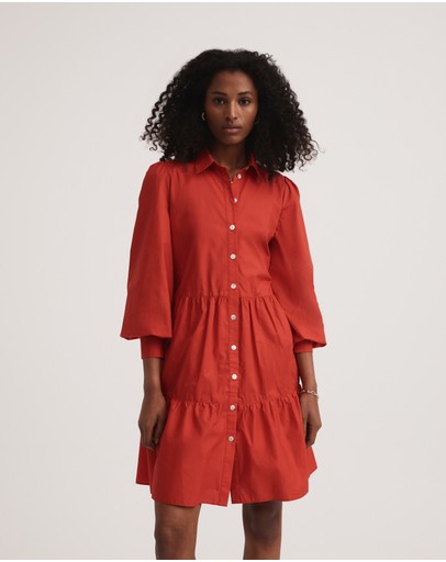Witchery Cotton Poplin Tier Trapeze Dress