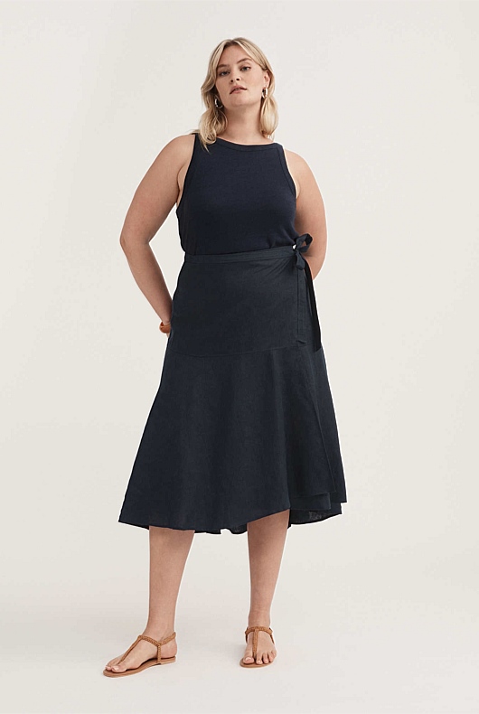 Linen Bind Detail Tank - Regatta Blue