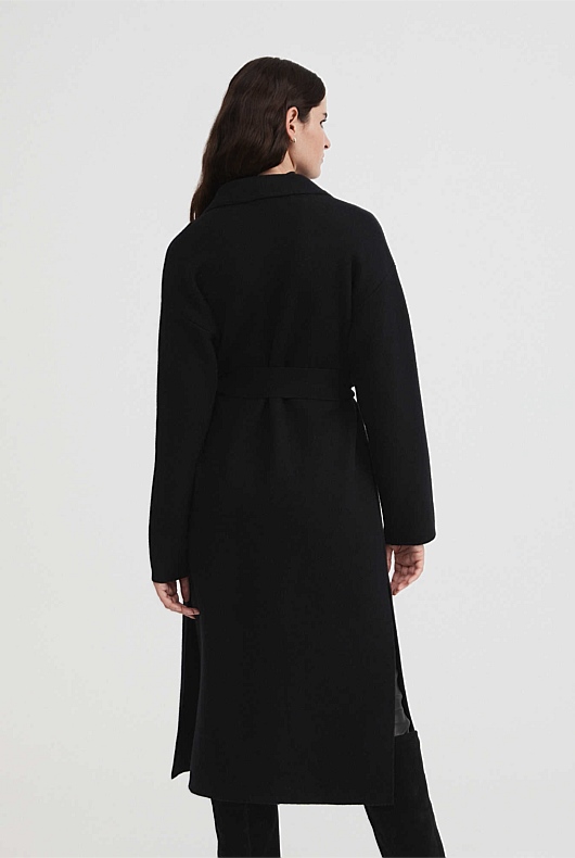 Double Faced Knit Coat - Black