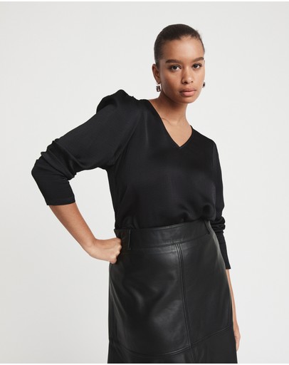 Witchery Hammered Viscose Long Sleeve Blouse