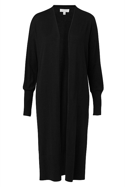 Merino Silk Longline Cardigan - Black