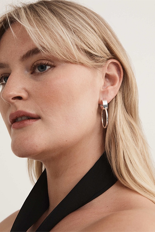 Metal Double Hoop - Silver