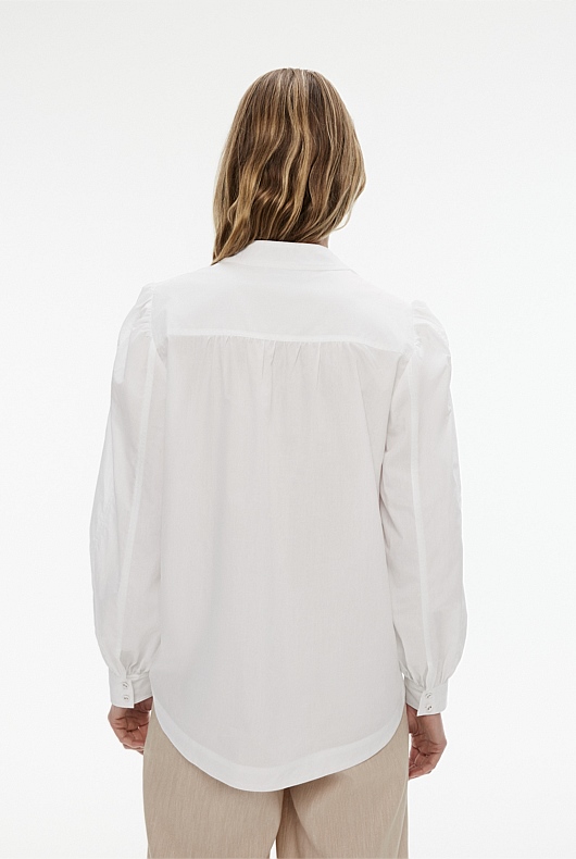 Cotton Seam Detail Blouse - Pure White