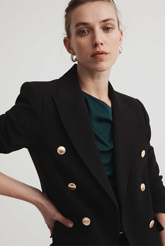 Double Breasted Blazer - Black
