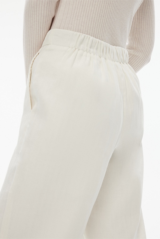 Cotton Linen Pull On Pant - Chalk