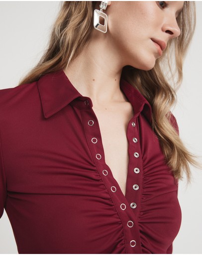 Witchery Button Front Gathered Top