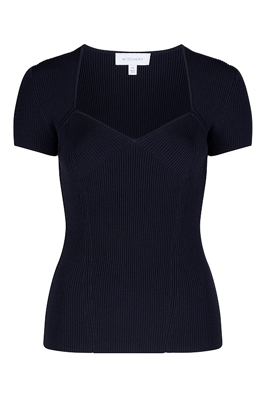 Sweetheart Neck Knit - Blue Night