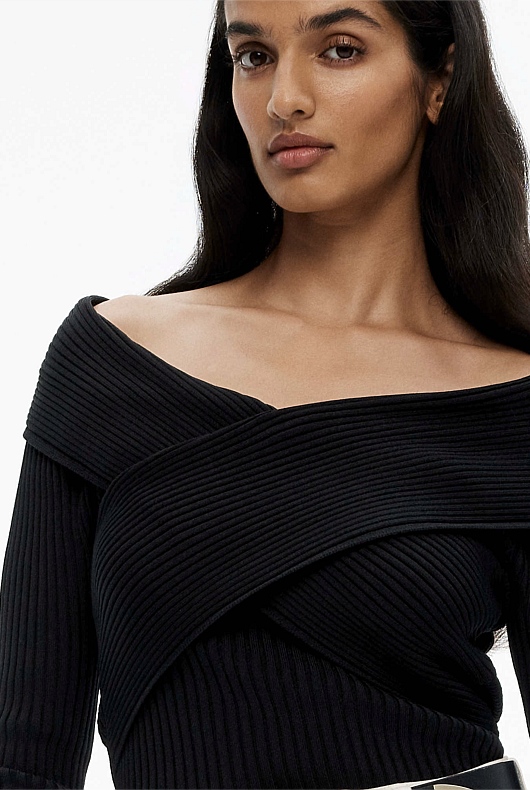 Wrap Front Knit - Black