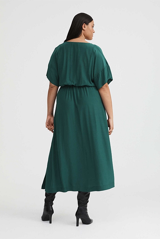 Modern Maxi Shirt Dress - Petrol Green