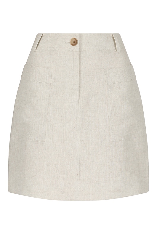 Yarn-Dye Linen Utility Mini Skirt - Flax