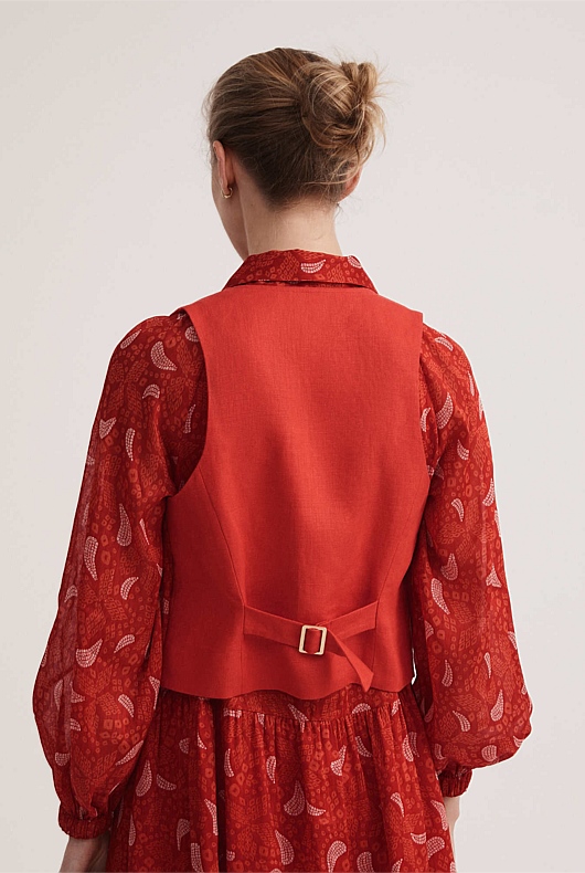 Linen Waistcoat - Tangelo