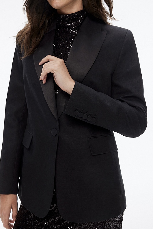 Tuxedo Single-Breasted Blazer - Black