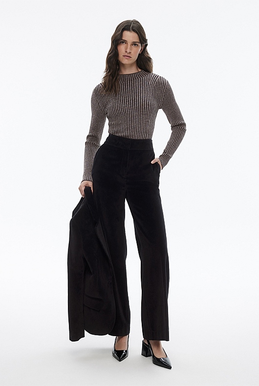 Mock Neck Lurex Knit - Black