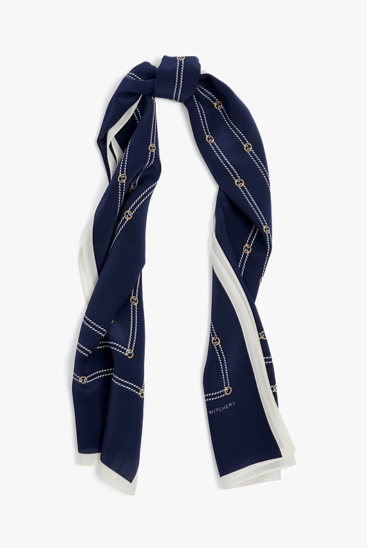 Rope Print Scarf - Navy