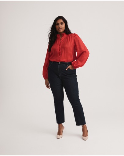 Witchery Linen High Neck Blouse