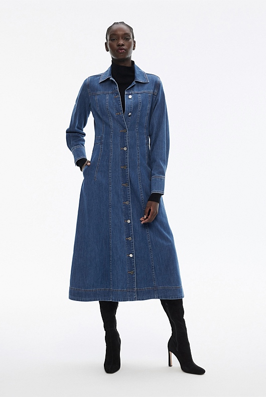 Denim Maxi Dress - Mid Blue Wash