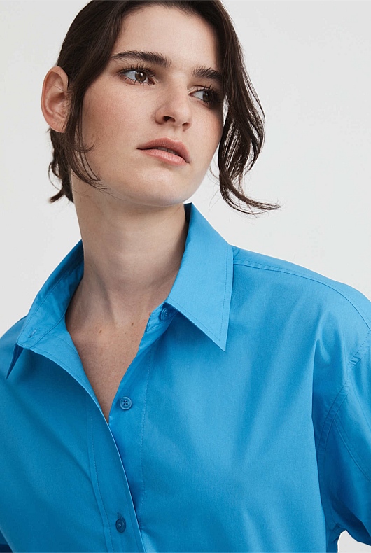 Modern Cotton Shirt - Bright Blue
