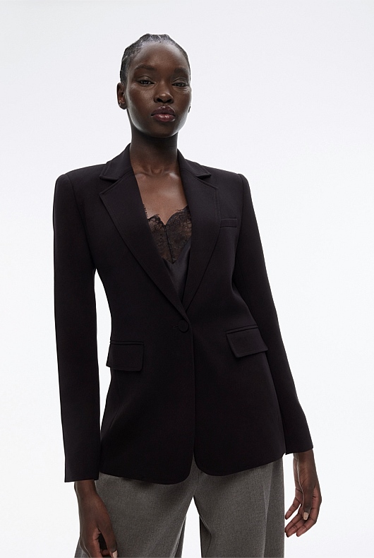 Classic Single-Breasted Blazer - Black